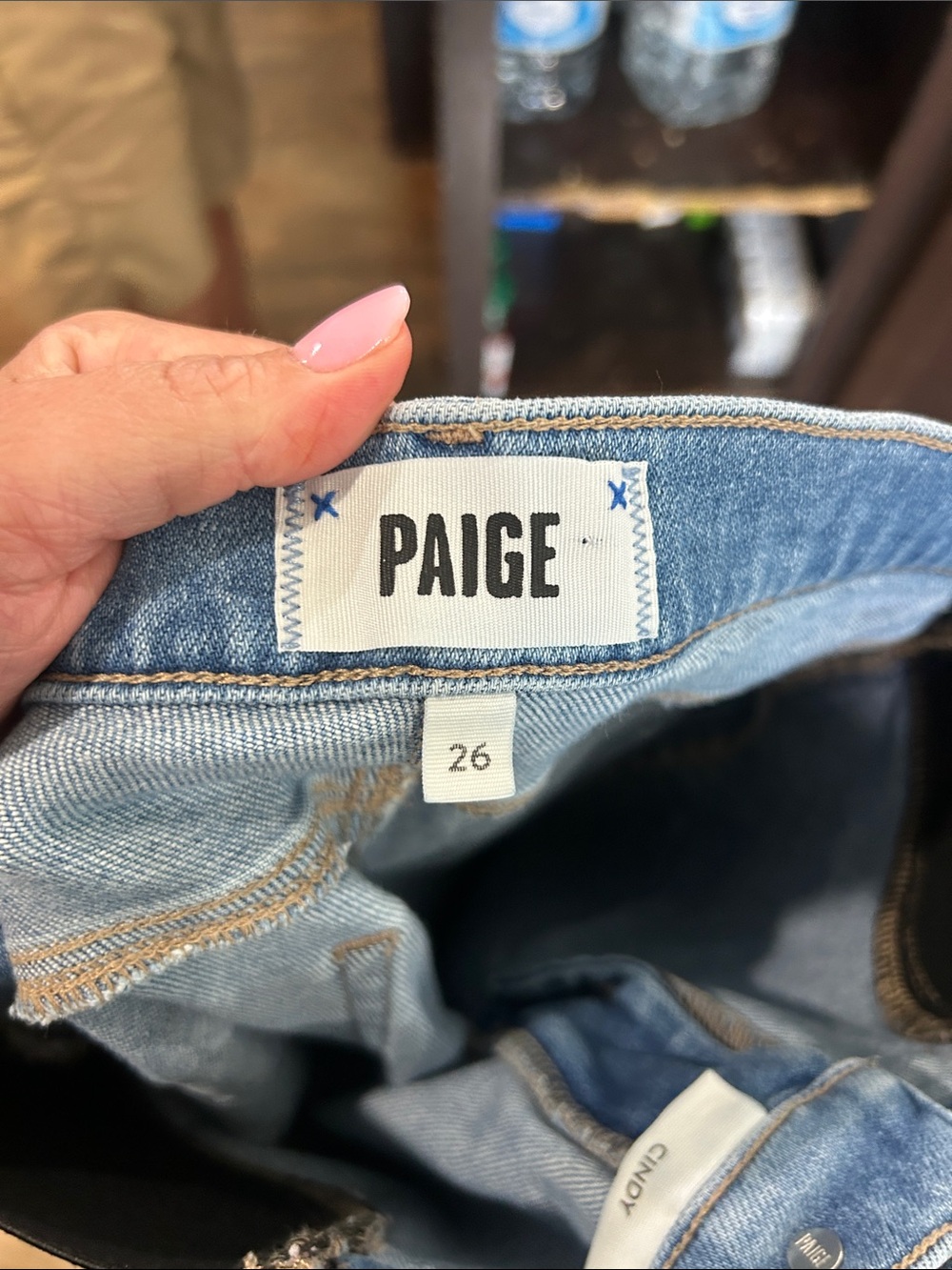 PAIGE Light Blue Straight-Leg with Black Waist stretch panels “maternity” EUC - Picture 5 of 9